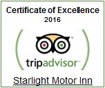 Starlight Motor Inn - TripAdvisor Certificate of Excellence 2016 Winner